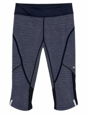 Lululemon Run Inspire Crop Leggings Purple Stripe Reflective Capri Pants